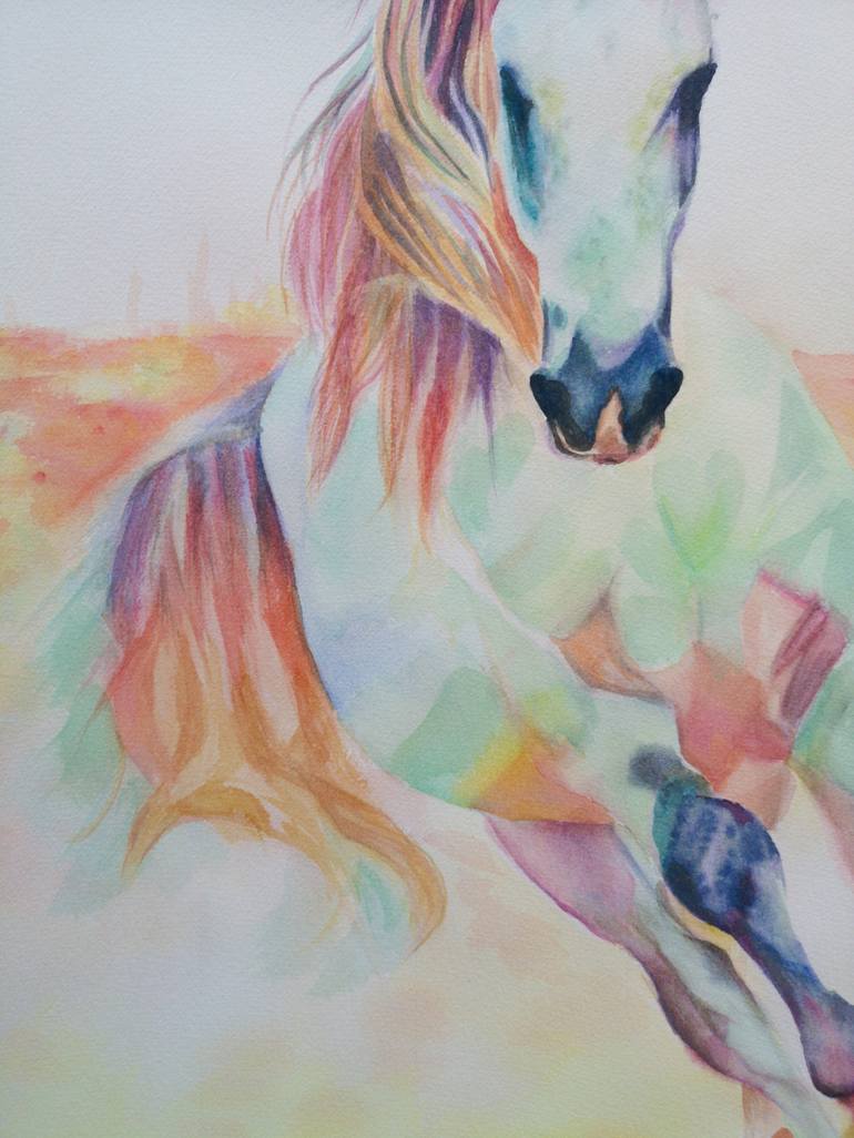 Original Abstract Expressionism Horse Painting by Buthaina Bucheery
