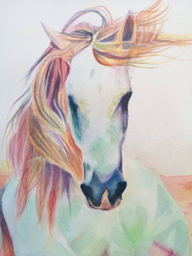 Original Horse Painting by Buthaina Bucheery