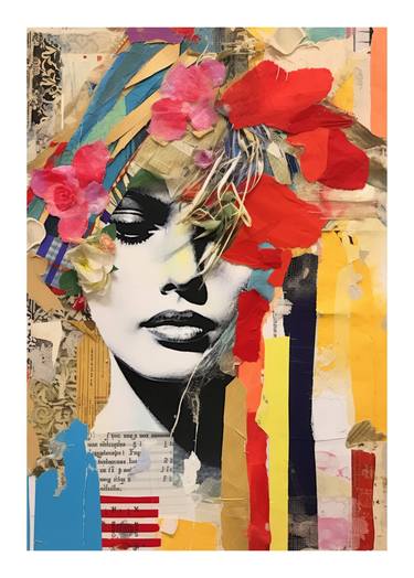 Original Portrait Collage by Angela Casares