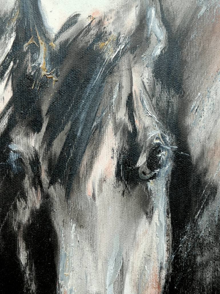 Original Black & White Horse Painting by Eleonora Taranova