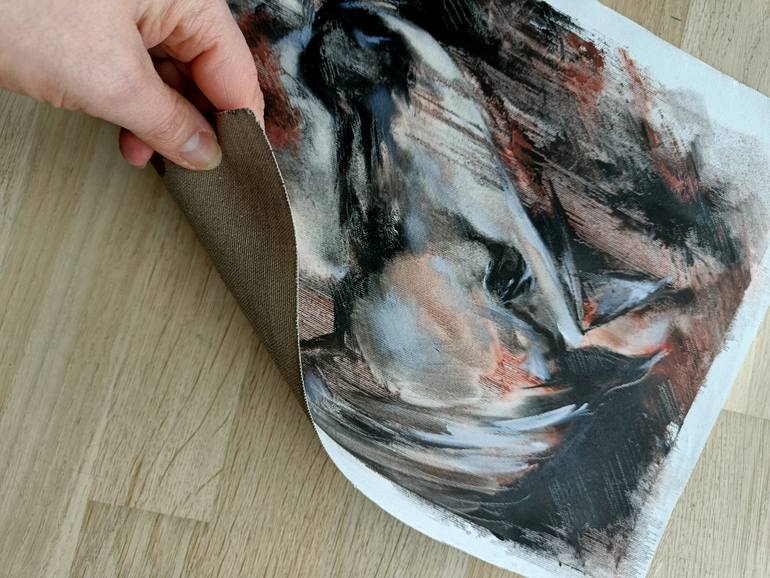 Original Black & White Horse Painting by Eleonora Taranova