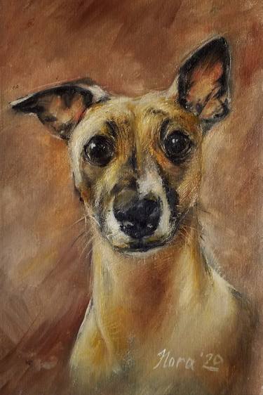 Whippet greyhound dog portrait painting thumb