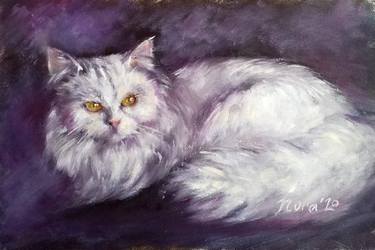 White cat custom pet portrait thumb