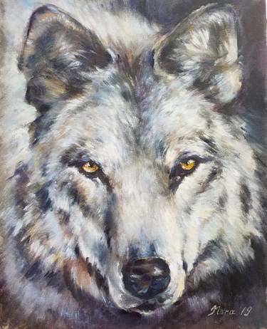 Grey wolf original fine art thumb