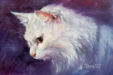 White cat personalised pet portrait thumb