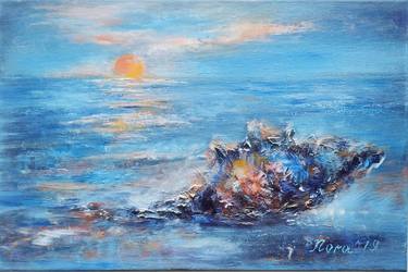 Seashell Sunrise Beach Landscape oil painting thumb