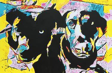 Original Abstract Dogs Paintings by Amanda D