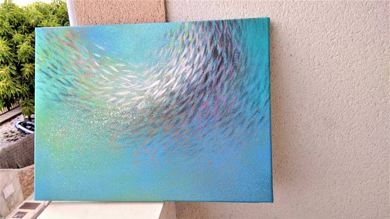 Original Abstract Fish Painting by Malgorzata Krakowiak