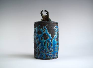 Handmade Raku Jar, Unique Raku Ceramics thumb