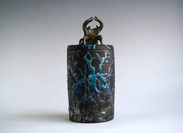 Unique Raku Ceramic Jar thumb