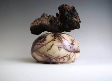 Handmade Raku Vessel, Iridescent Raku Arts, Horse Hair Firing thumb