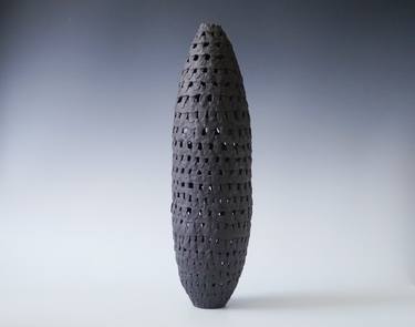 Handmade Ceramic Vase, Charcoal Black, Unique Home Decor thumb