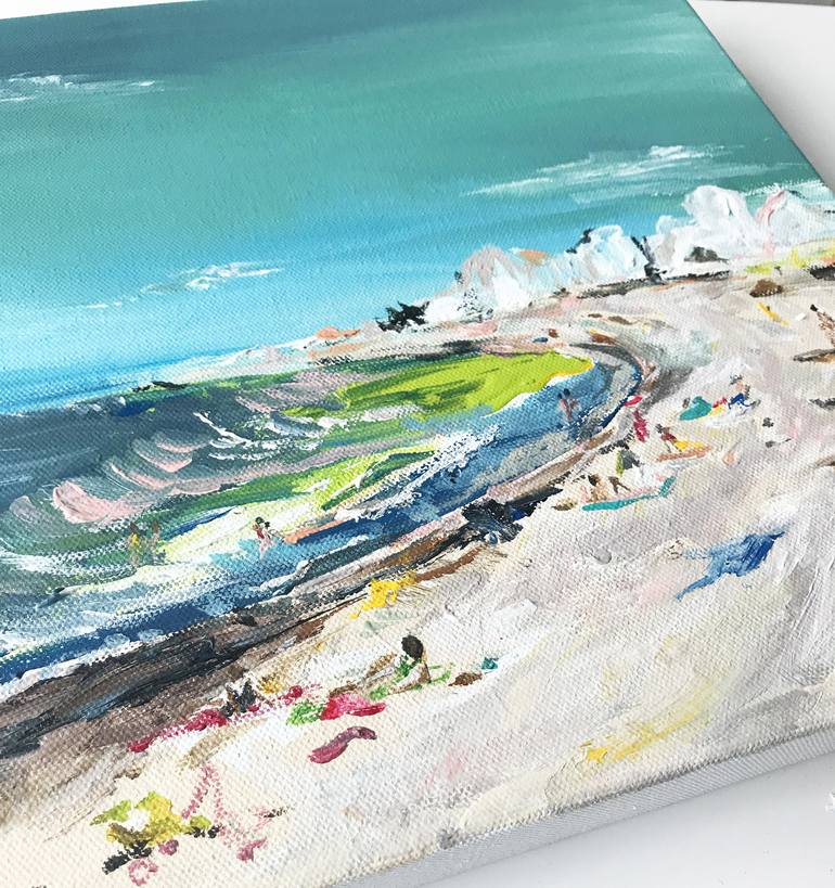 Original Abstract Beach Painting by Stella El