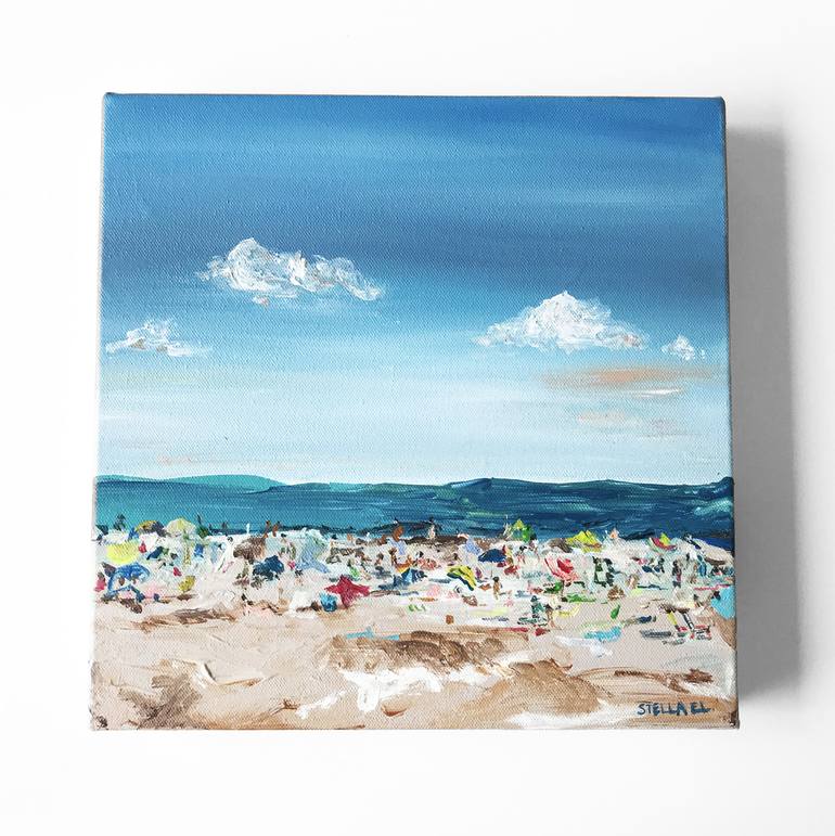 Original Abstract Expressionism Beach Painting by Stella El