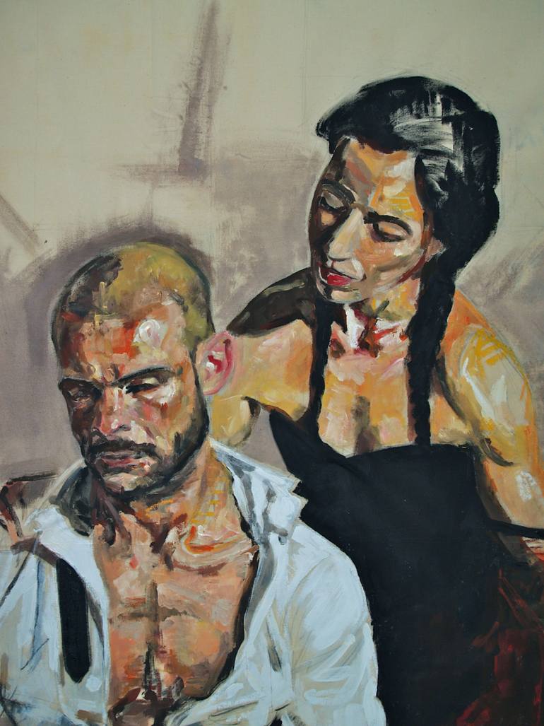 Original Expressionism People Painting by Alexis Lekat