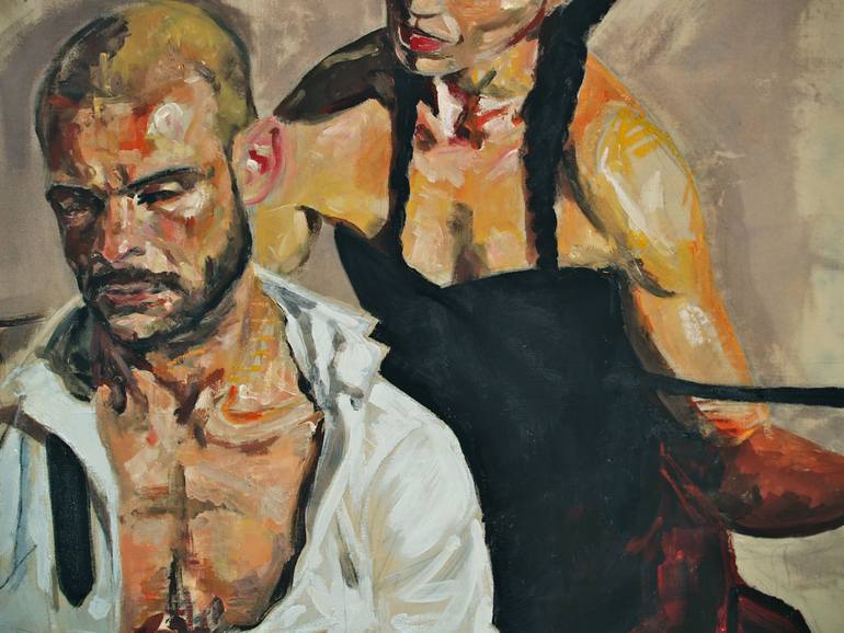Original Expressionism People Painting by Alexis Lekat