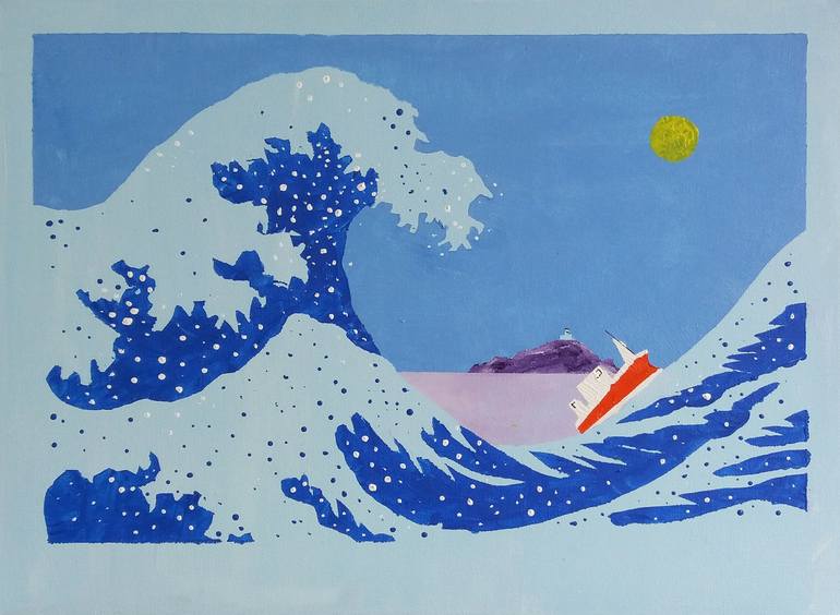 Lighthouse and wave Painting by Ted Harrison Saatchi Art