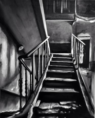 Oil painting of old stairs thumb