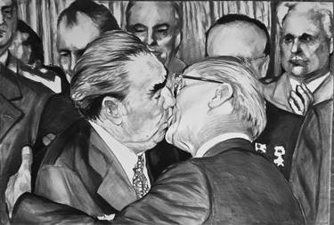 Drawing of Brejnev and Honecker fraternal kiss thumb