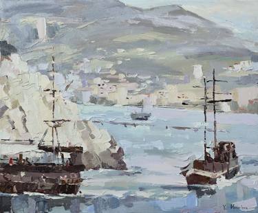 Original Abstract Ship Paintings by Yuliia Meniailova