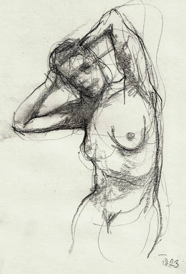 Print of Expressionism Nude Drawings by Tore Bahnson