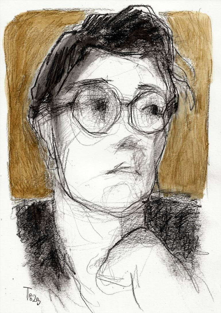 Woman with glasses Drawing by Tore Bahnson Saatchi Art