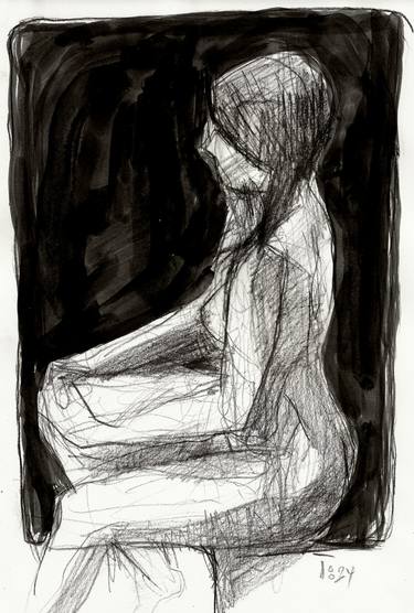 Print of Expressionism Nude Drawings by Tore Bahnson