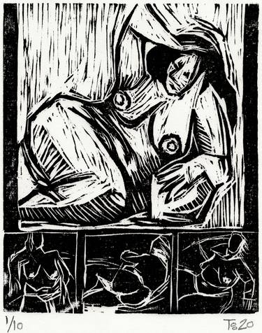 Print of Expressionism Nude Printmaking by Tore Bahnson