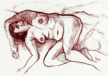 Print of Expressionism Nude Drawings by Tore Bahnson