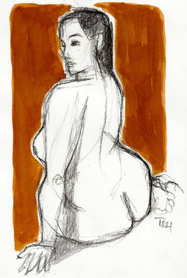 Print of Expressionism Nude Drawings by Tore Bahnson