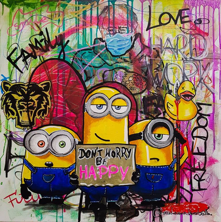 Sanders and minions change the world Painting by P D ugo cki