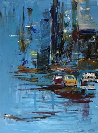 Original Abstract Expressionism Cities Paintings by Kushal Bastakoti