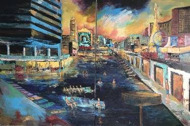 Original Abstract Expressionism Cities Paintings by Kushal Bastakoti