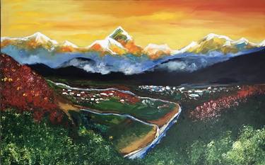 Print of Abstract Expressionism Landscape Paintings by Kushal Bastakoti