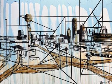 Print of Abstract Cities Paintings by Kushal Bastakoti