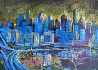 Print of Abstract Cities Paintings by Kushal Bastakoti