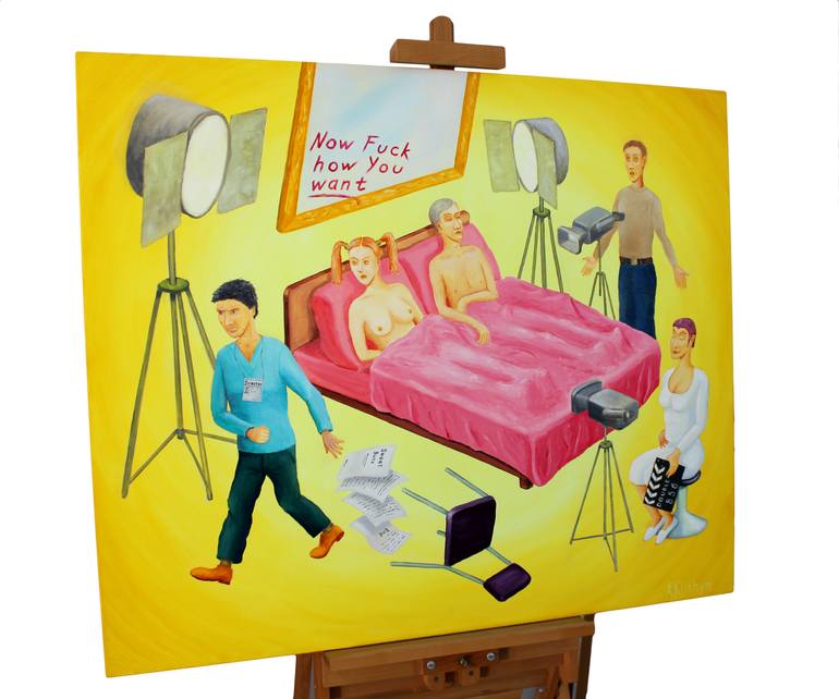 Original Conceptual Cartoon Painting by Andriy Klishyn