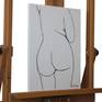 This drawing is a sketch of a nude, drawn from life on cardboard with a pencil and varnished.