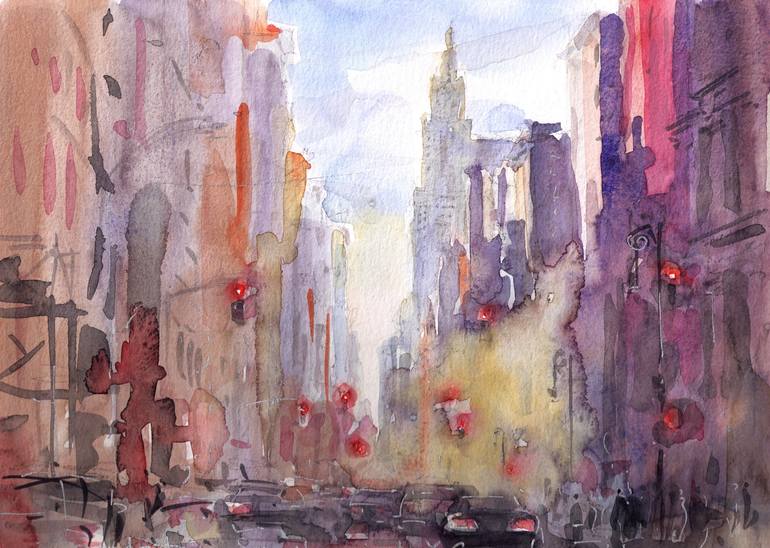 Somewhere in New York Painting by Alexander Perebatov | Saatchi Art