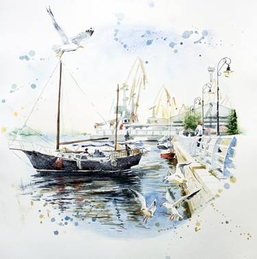 Print of Figurative Yacht Paintings by Olga Larina