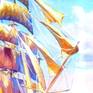 Seascape with sailing ship.
The fresh sea wind blows in the sails of this sailboat, the sun plays on it with bright colors.
Watercolor is unique in that this pattern of color spots will not be repeated. The second such picture will be gone. Each painting is made in watercolor, like a pearl. This is one of my favorites.
This picture will decorate the interior of your house and will be a good gift for your relatives and for your friends. Suitable for any celebration and occasion.