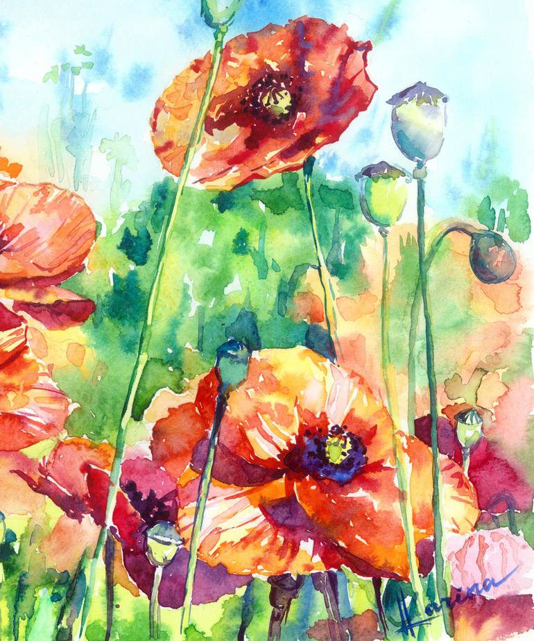 Original Fine Art Floral Painting by Olga Larina