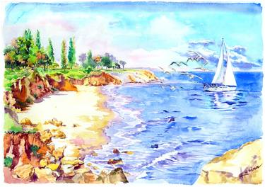 Print of Fine Art Seascape Paintings by Olga Larina