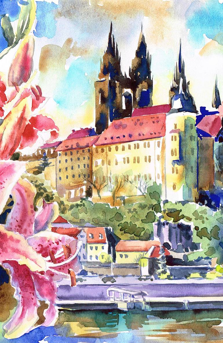 Original Impressionism Architecture Painting by Olga Larina