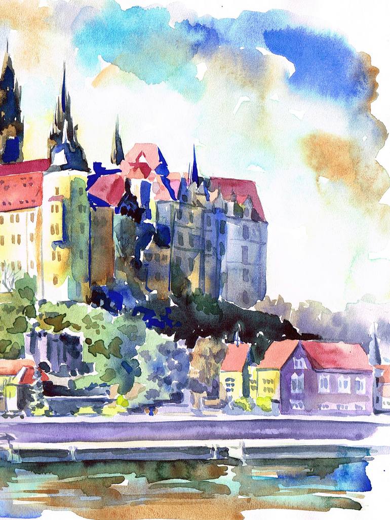 Original Impressionism Architecture Painting by Olga Larina