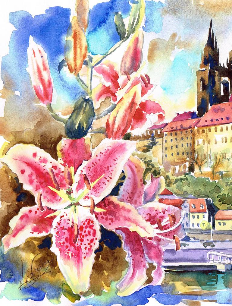 Original Impressionism Architecture Painting by Olga Larina