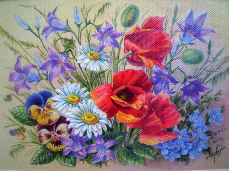 Original Figurative Floral Painting by Olga Larina