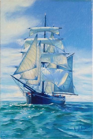 Print of Sailboat Paintings by Olga Larina