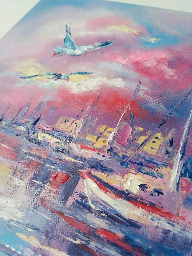 Original Fine Art Yacht Painting by Olga Larina