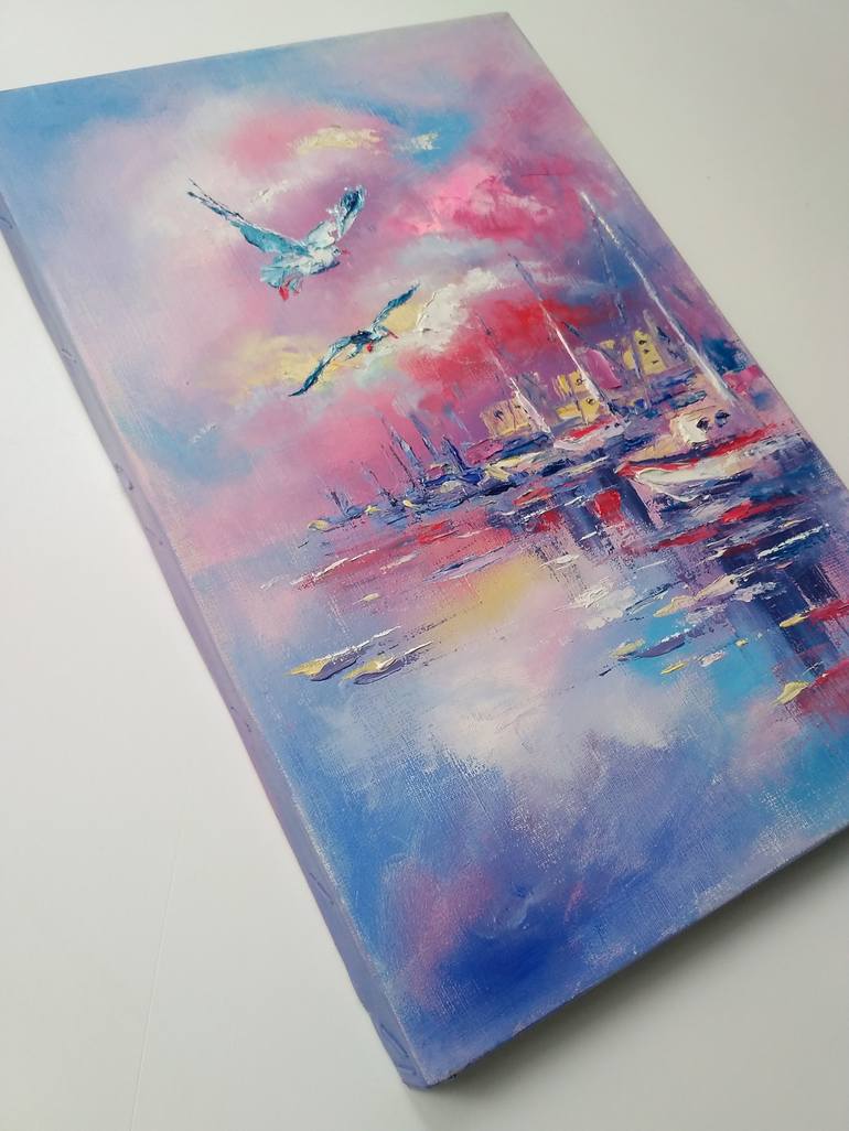 Original Yacht Painting by Olga Larina